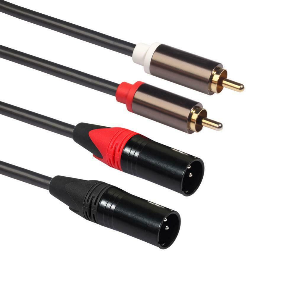 Audio 5 Foot XLR Dual Male Patch Cable-2-XLRM to 2-RCA Audio Headphone Amplifier