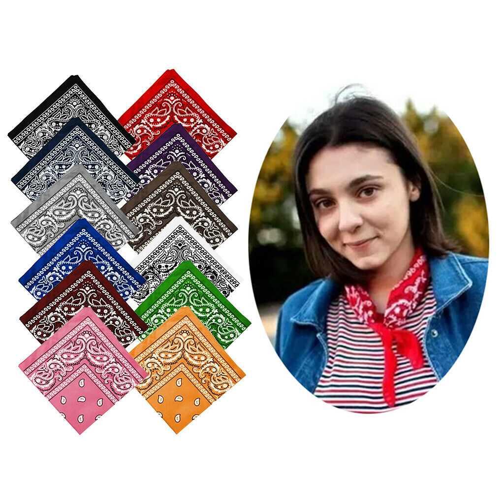 12 Pcs Cotton Paisley Cowboy Bandana Scarf Head Wrap Neck Scarf Handkerchief