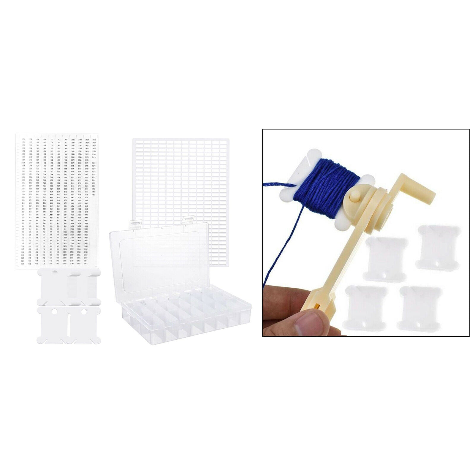 150pcs Floss Bobbins with 24Grids Cross Organizer Box for Craft Storage