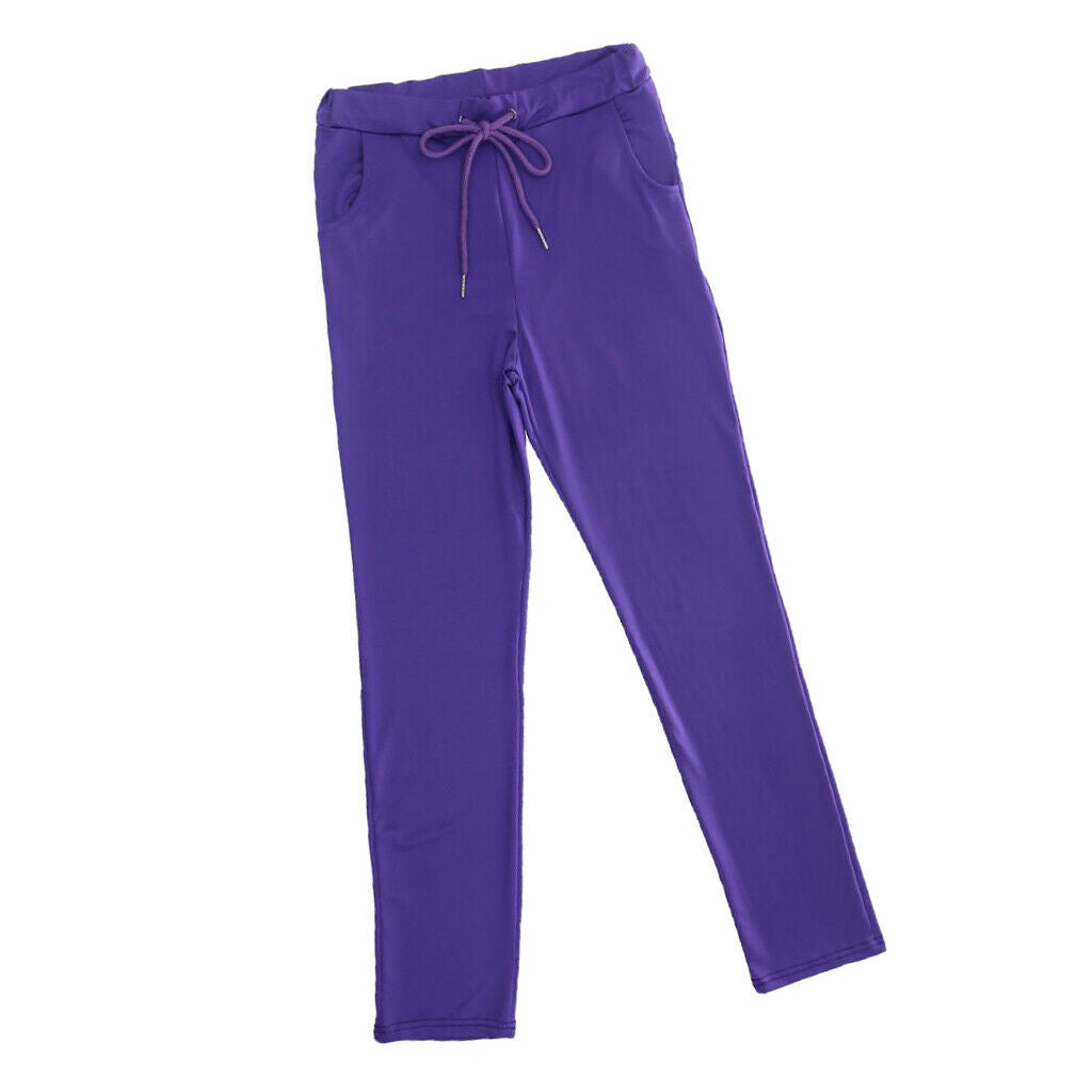 Womens Sweatpants Yoga Pants with Pockets Sport Workout Bottoms L Purple