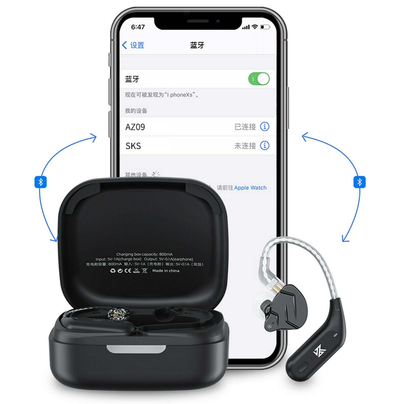 Bluetooth 5.2 Ear Hook Compatible with 0.75/0.78mm Pin Earphones For KZ C Pin