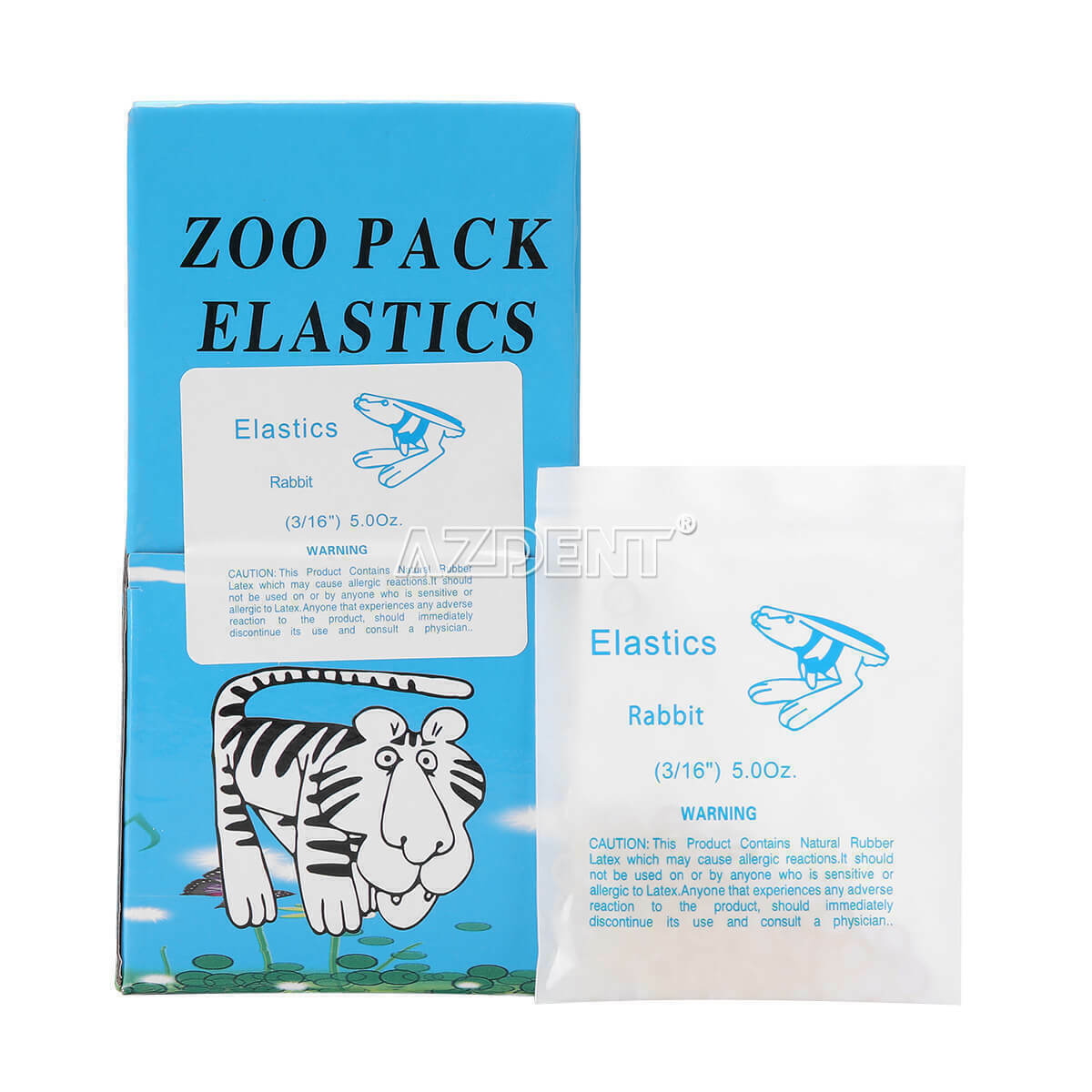 Dental Ortho Zoo Pack Elastics Latex Rubber Bands 5.0 OZ 3/16 Rabbit 5000Ps/Box