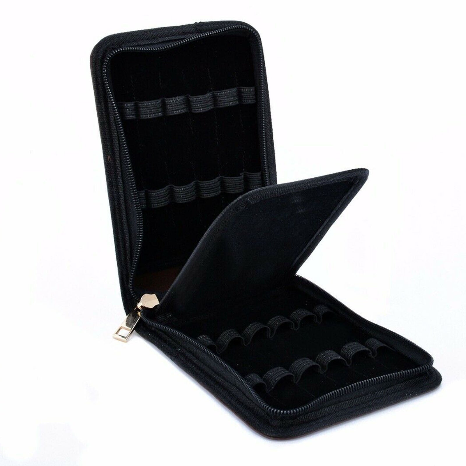 12 Pens Fountain Pen Roller Leather Case Holder Stationery For Student Black