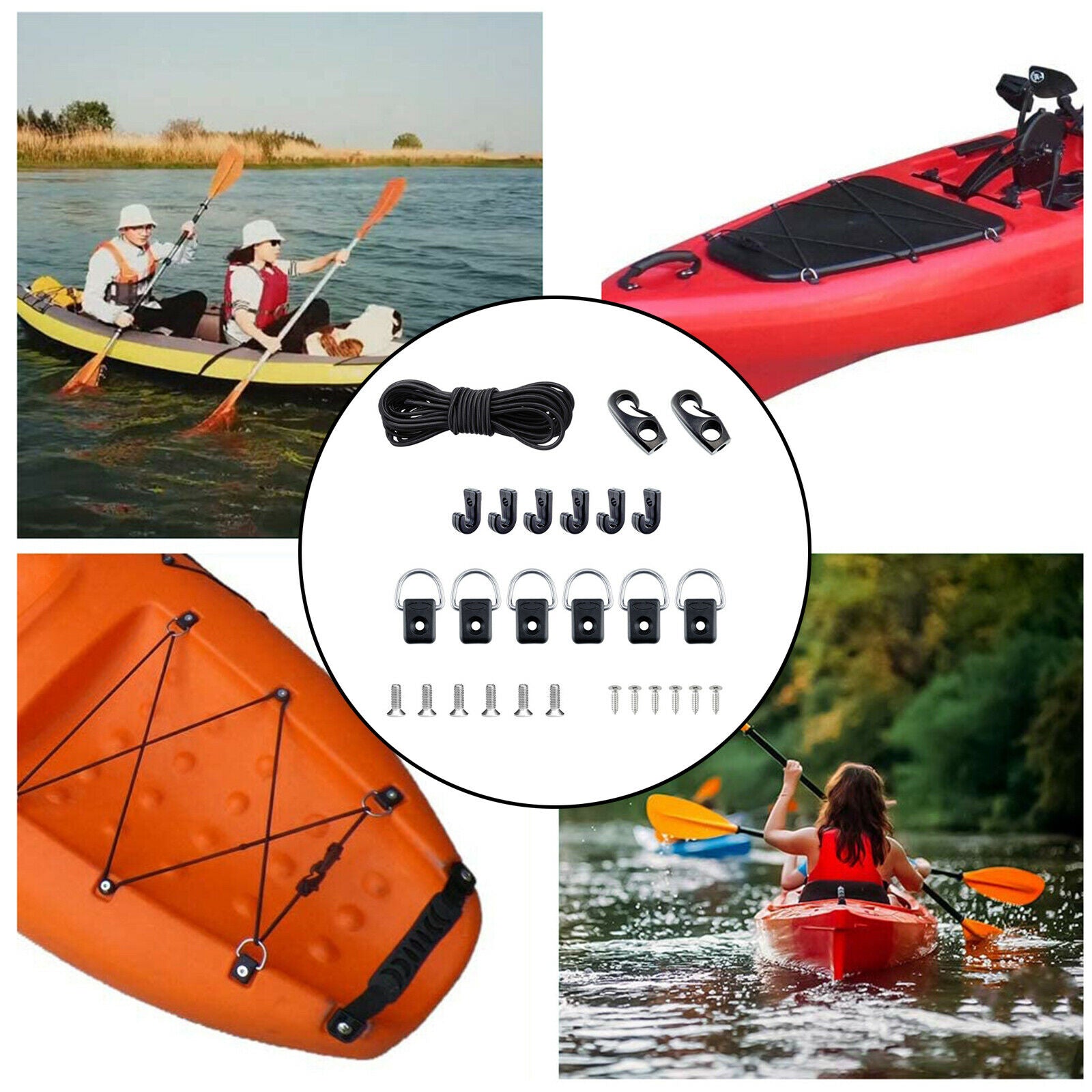 Kayak Deck Rigging Kit Elastic Bungee Rope 6 J Hook D Circle 304