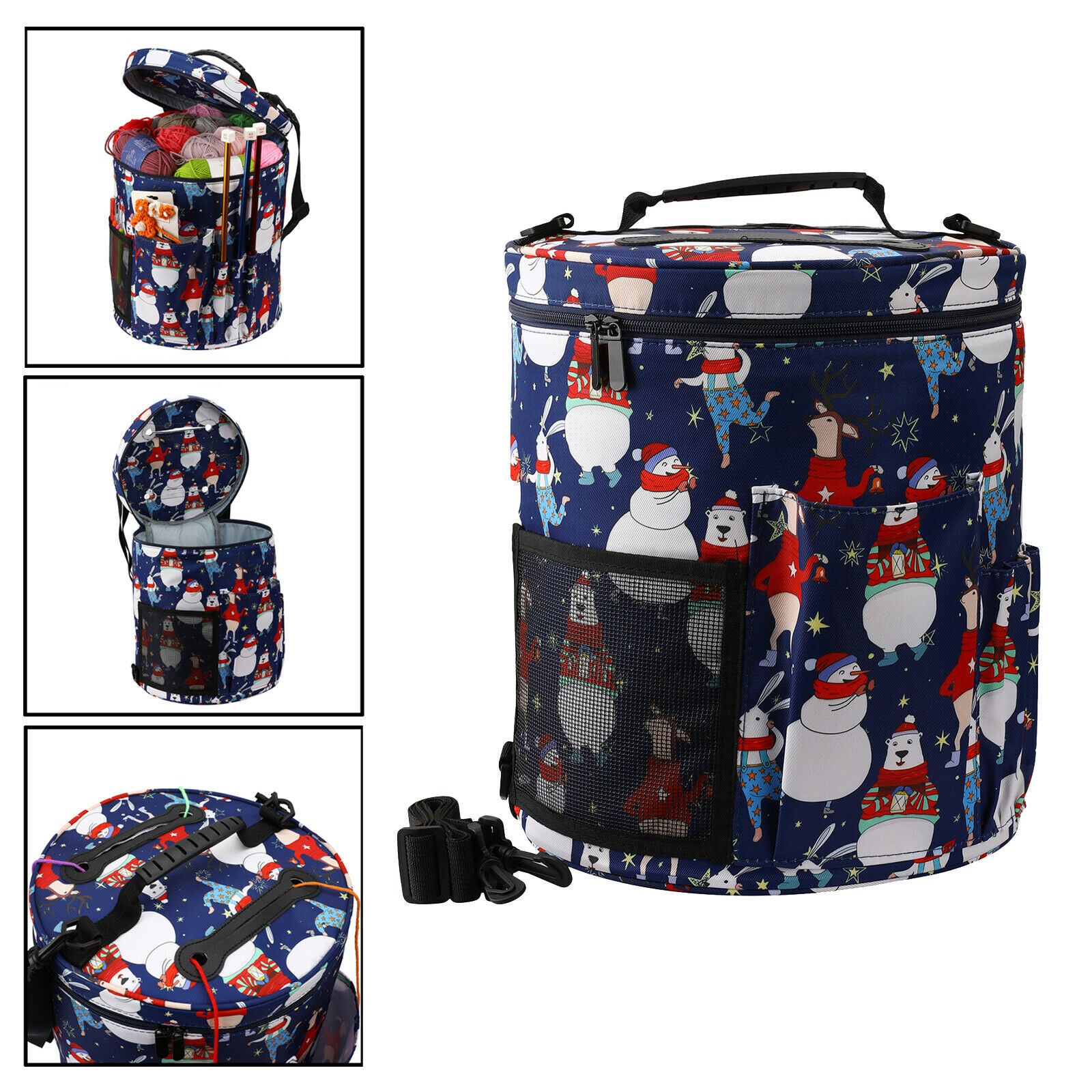 Knitting Bag Yarn Tote Crochet Hooks Storage Organizers for Project Supplies