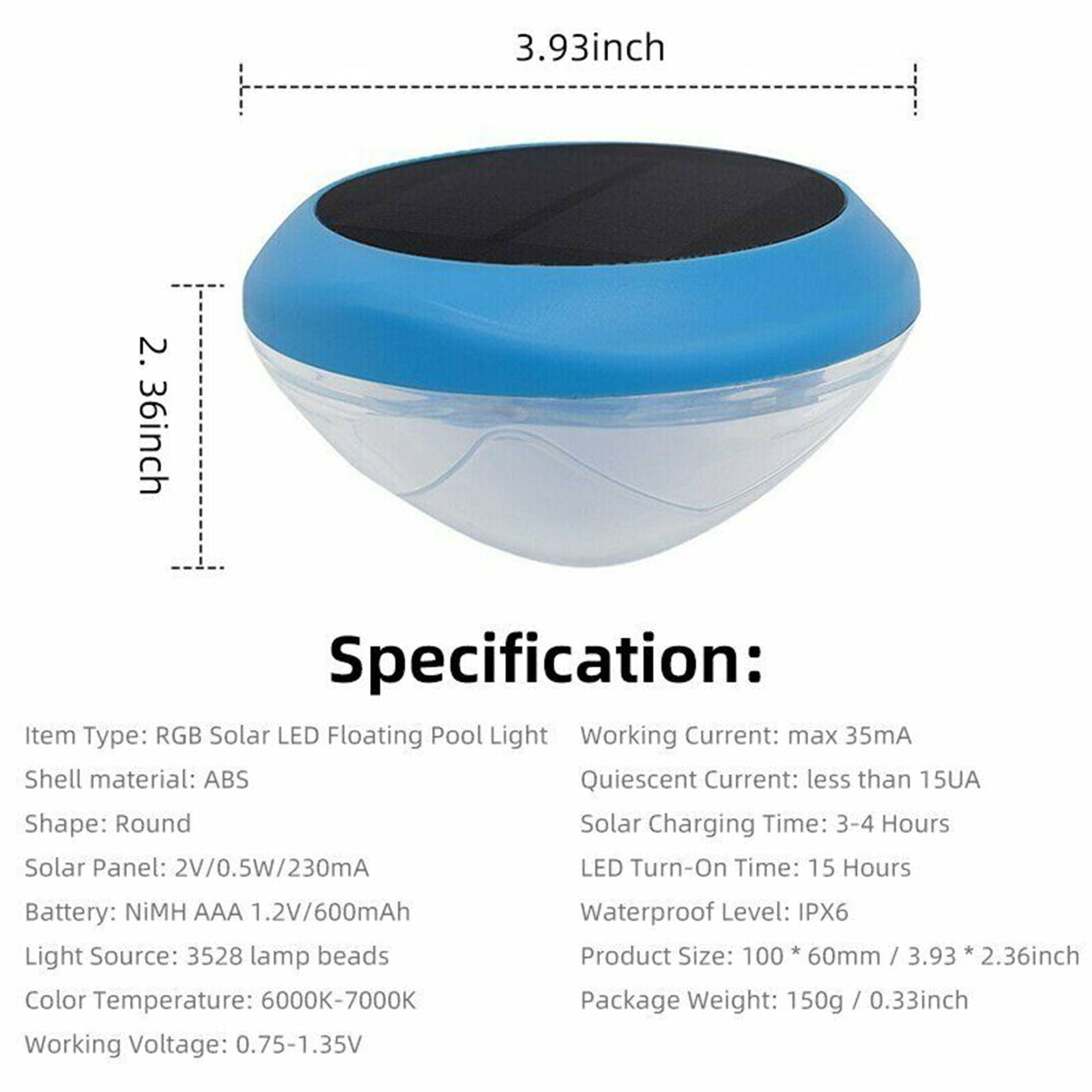 RGB Solar LED Floating Light Colorful Swimming Pool Pond Underwater Bright Lamps