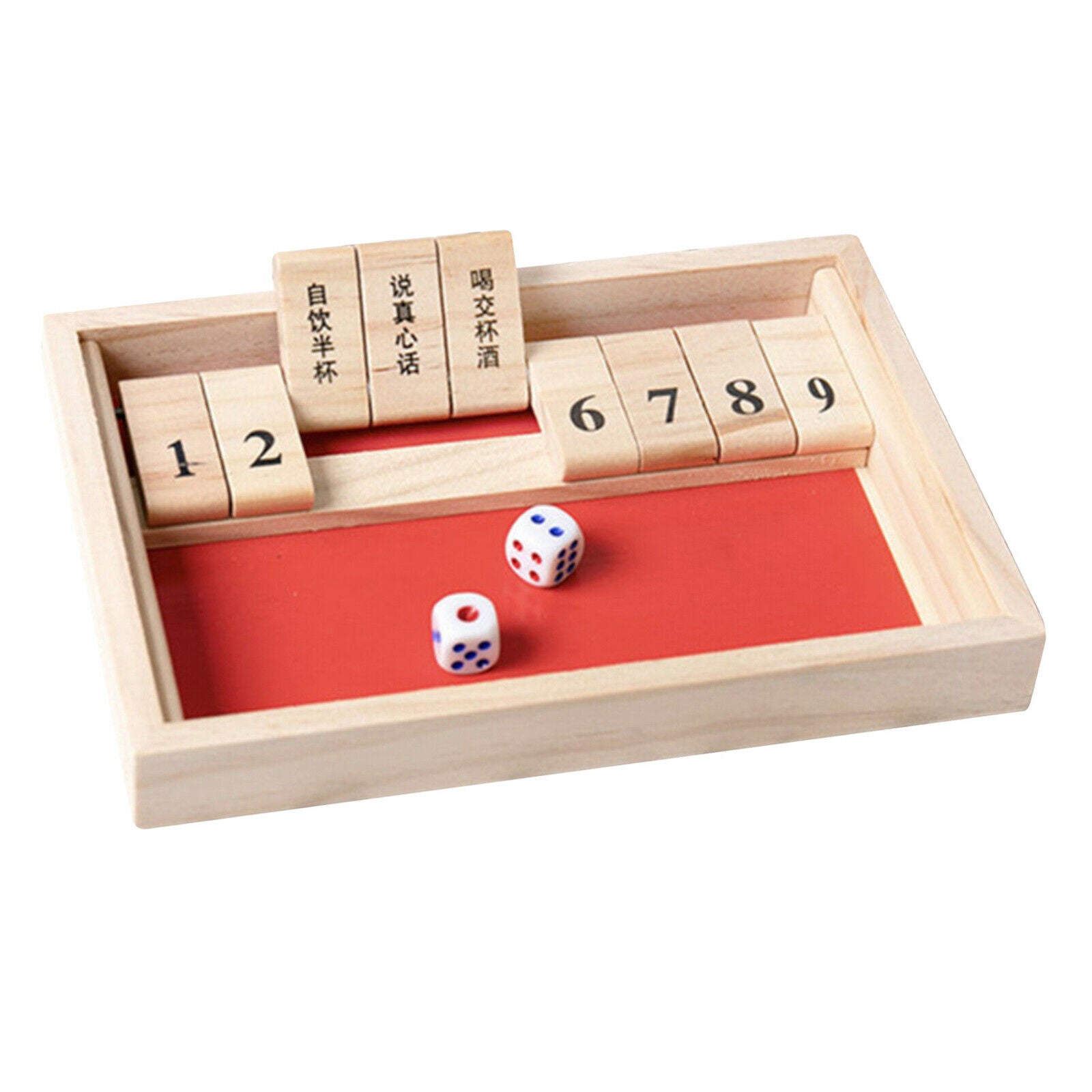 Classic 9 Wooden Numbers Close Box with Dice Board Game Friends Cl