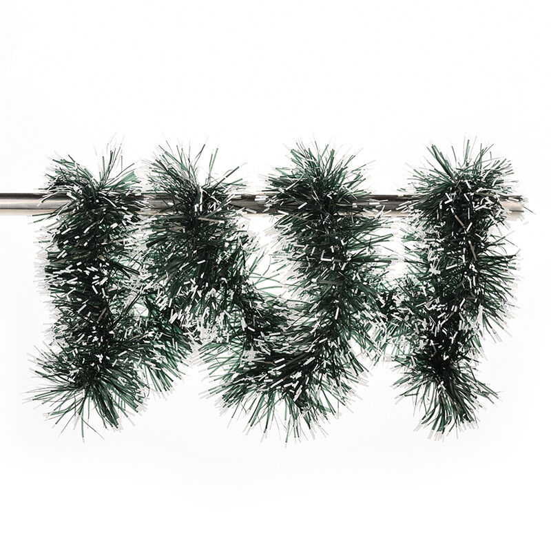 2M Long Dark Green & White Tinsel Christmas Decorations Tree Fashion Decor.l8
