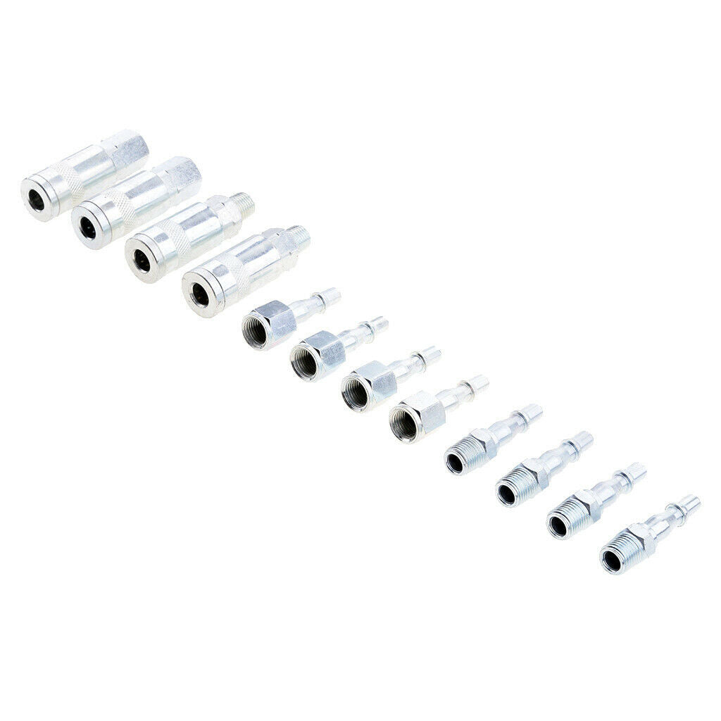 12 Pieces Air Line Hose Compressor Fitting Connector Quick Release 1/4'' BSP