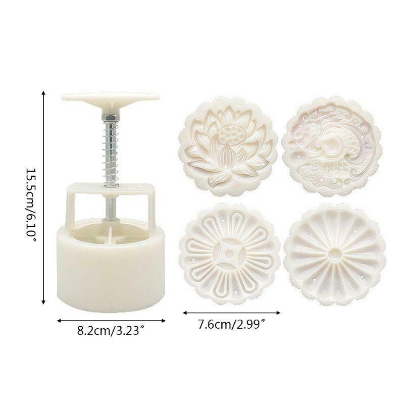 150g Mooncake Mold 4pcs Flowers Stamps Hand Press Moon Cake Pastry Mould DIY