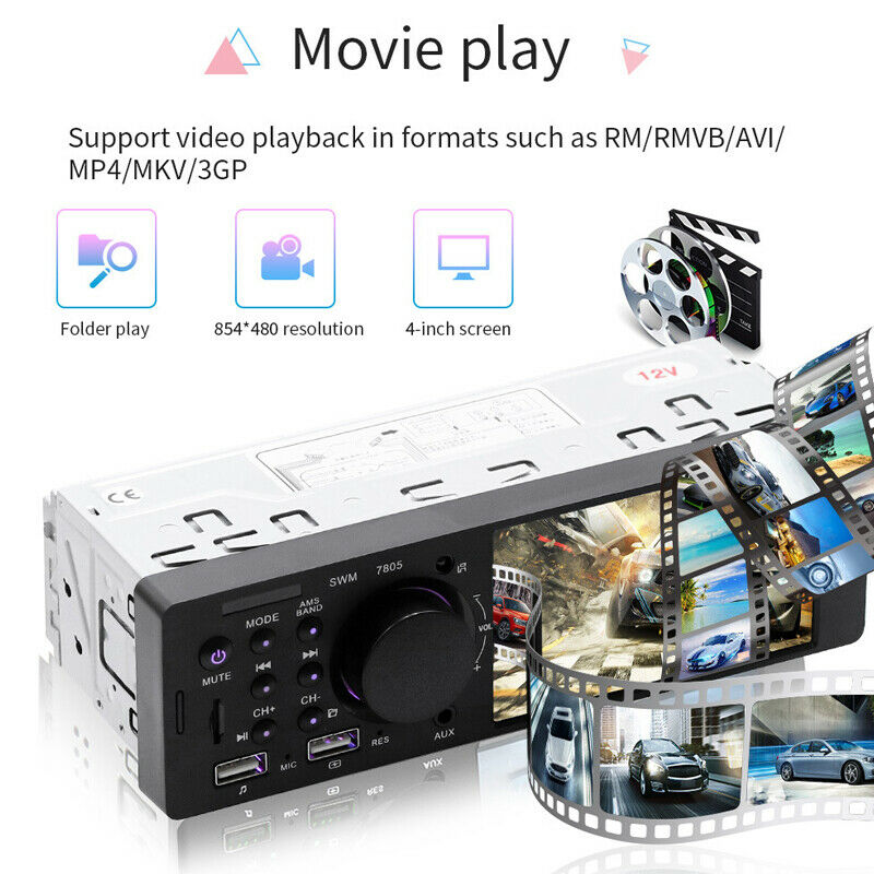 1 DIN 4.1" High-Definition Car MP5 Player MP3/WMA/WAV/APE/FLAC Reversing Image