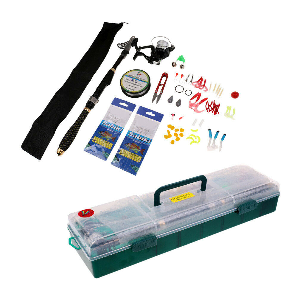 MagiDeal Fishing Full Kit Fishing Rod Kit Tackle Box Fishing Rod and Reel