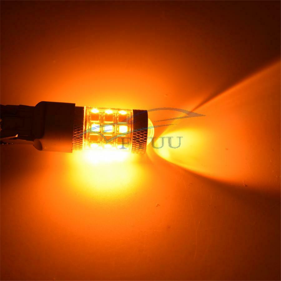 2x3157 T25 2835 SMD Turn Signal LED Light Bulb Dual Color White/Amber Switchback
