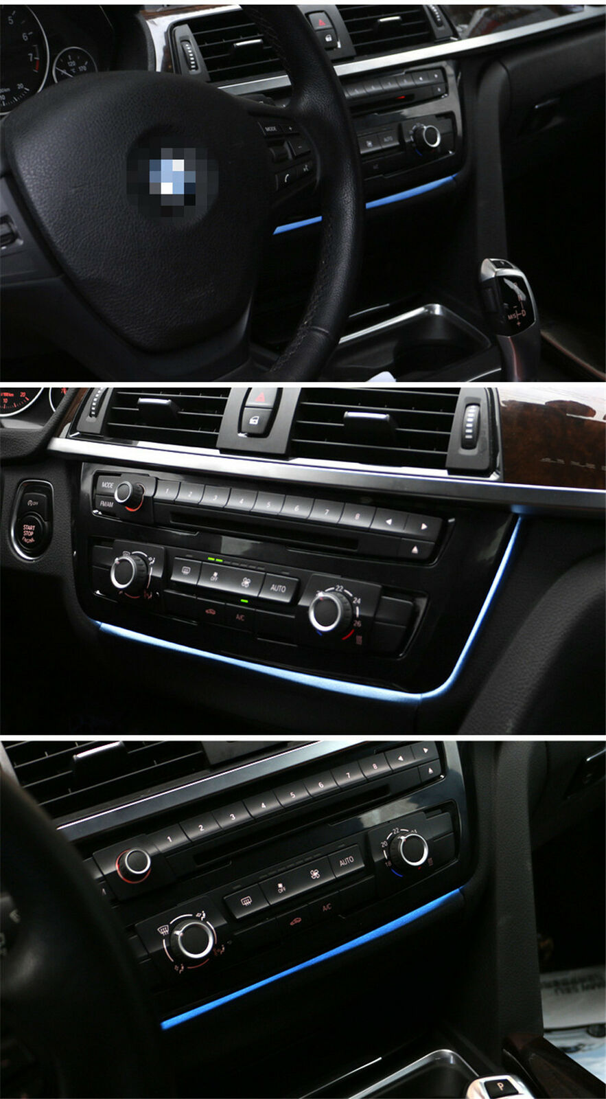 Adjustable Carbon Fiber Car Stereo Fascia Console Decoration Atmosphere Lights