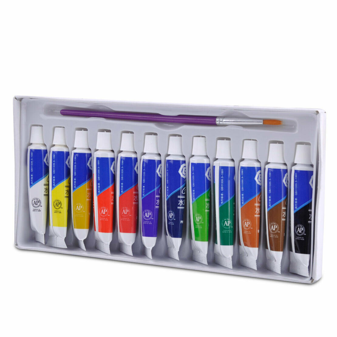 12 Colors 5ml Draw Painting Tube Watercolor with Paint Brush Set Artist Art An