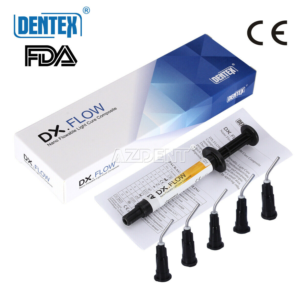 10PCS Dentex Dental Flowable Light Cure Composite Low Flow Shade A3 3g