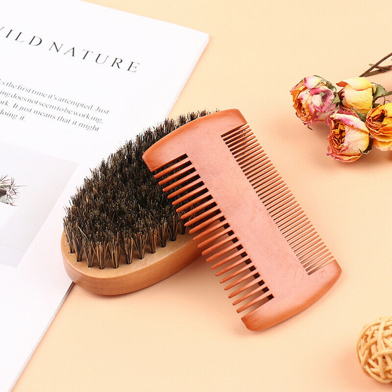 2Pcs/Set Beard Brush Set Double-sided Styling Comb Repair Modeling Cleani.l8