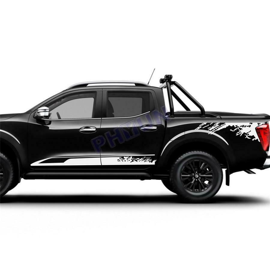 2x Black Pickup Side Stickers Door Skirt Stickers Decoration Decals Universal