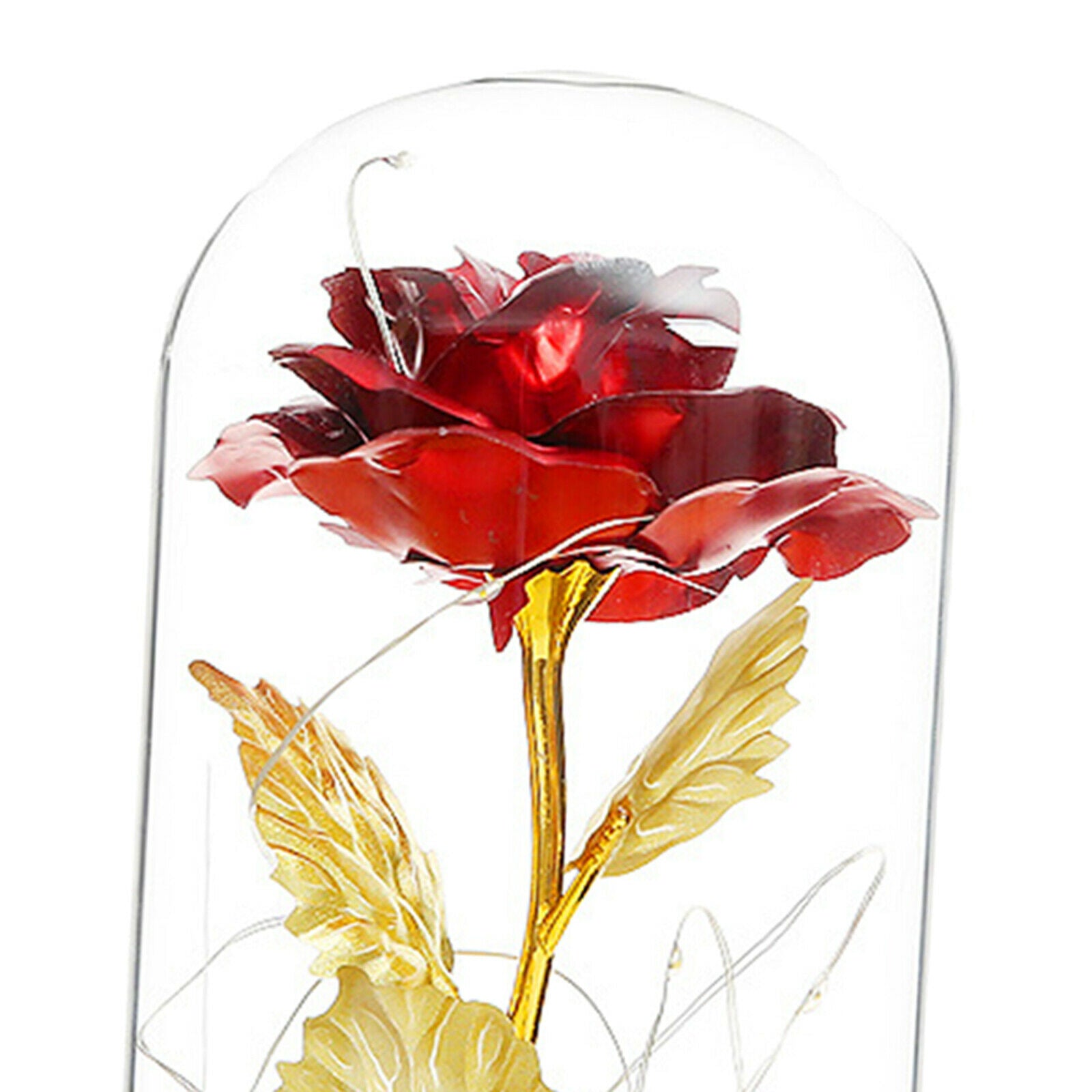 Rose in Glass Dome Flower LED Lamp Night Light for Wedding Anniversary