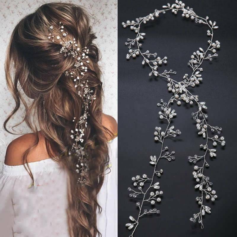 1 Piece Pearls Wedding Hair Vine Crystal Bridal Accessories Diamante Headware !