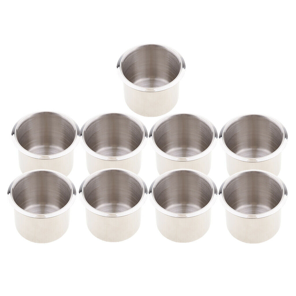 9Pcs Chrome Recessed Cup Drink Holder for Boat RV Car Truck Pontoon 68x55mm