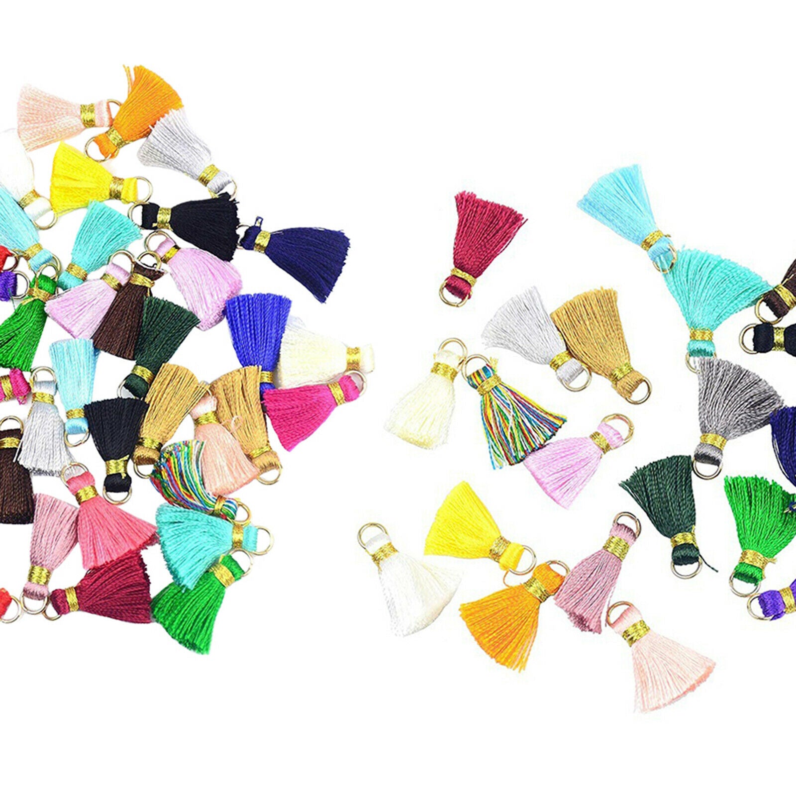 Tassel Pendants 100 Pieces Mixed Color Key Chains Tassel for DIY Woman