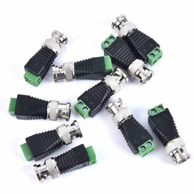 10Pcs/Set BNC Connectors for AHD CVI TVI CCTV Camera Coaxial/Cat5/Cat6 Cables FG