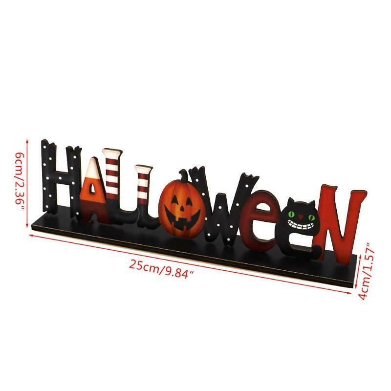 Halloween Letters Wooden Table Decor Pumpkin Cat Sign Desktop Topper Ornament