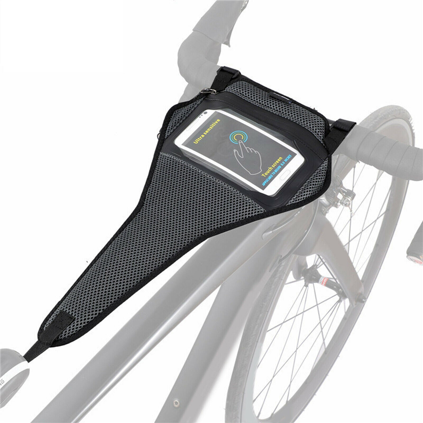 Bike Frame Sweat Guard Bicycle Trainer Sweat Net Cover Belt with Phone Pouch
