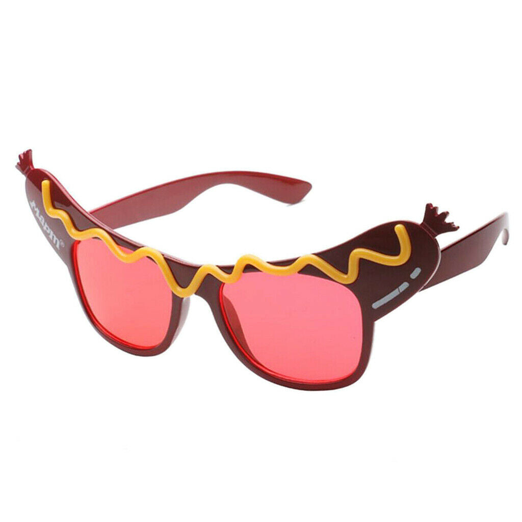 Women Girls Novelty Costume Glasses Hot Dog Print Design Event Eyewear Gifts