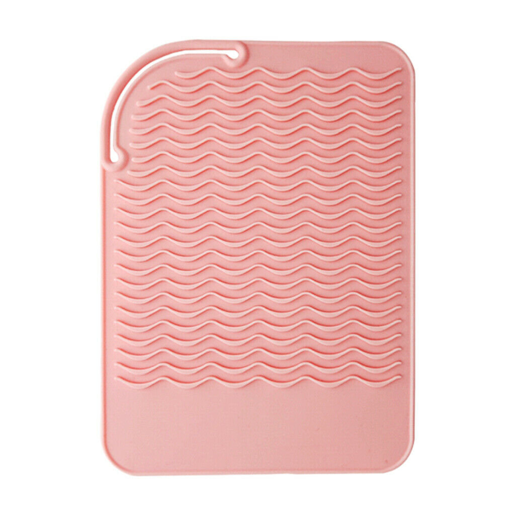 2Pieces Hair Straightener Anti Heat Silicone Mat Flat Irons Non-Slip Pouch