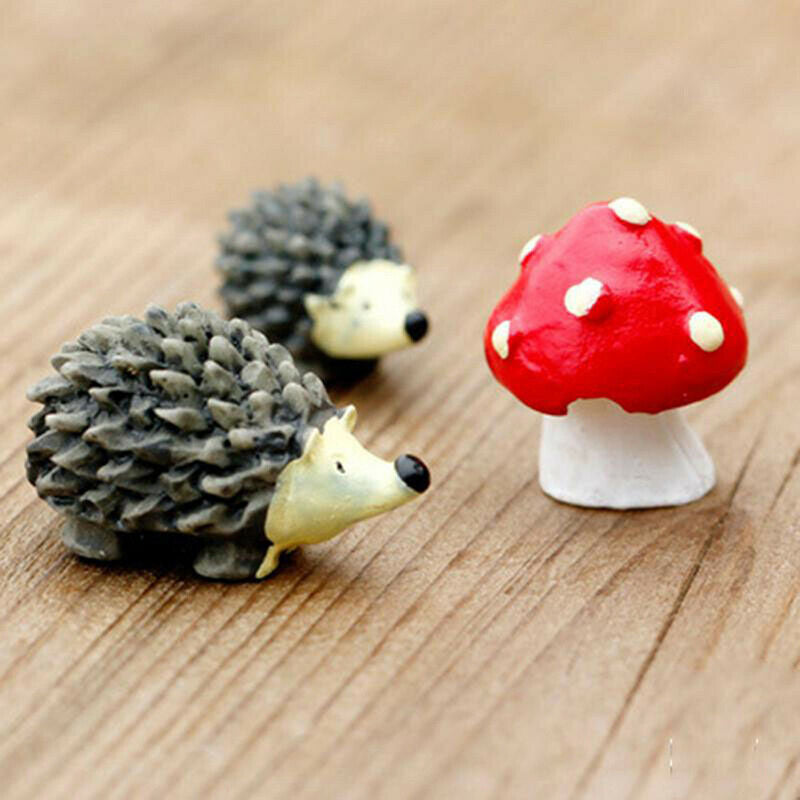 3pc Moss micro landscape ornaments hedgehog mushroom small ornament