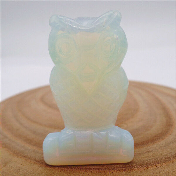 45g 48x26x20mm White Opal Hand Carved Owl Decoration Statue Home Decor HH7927