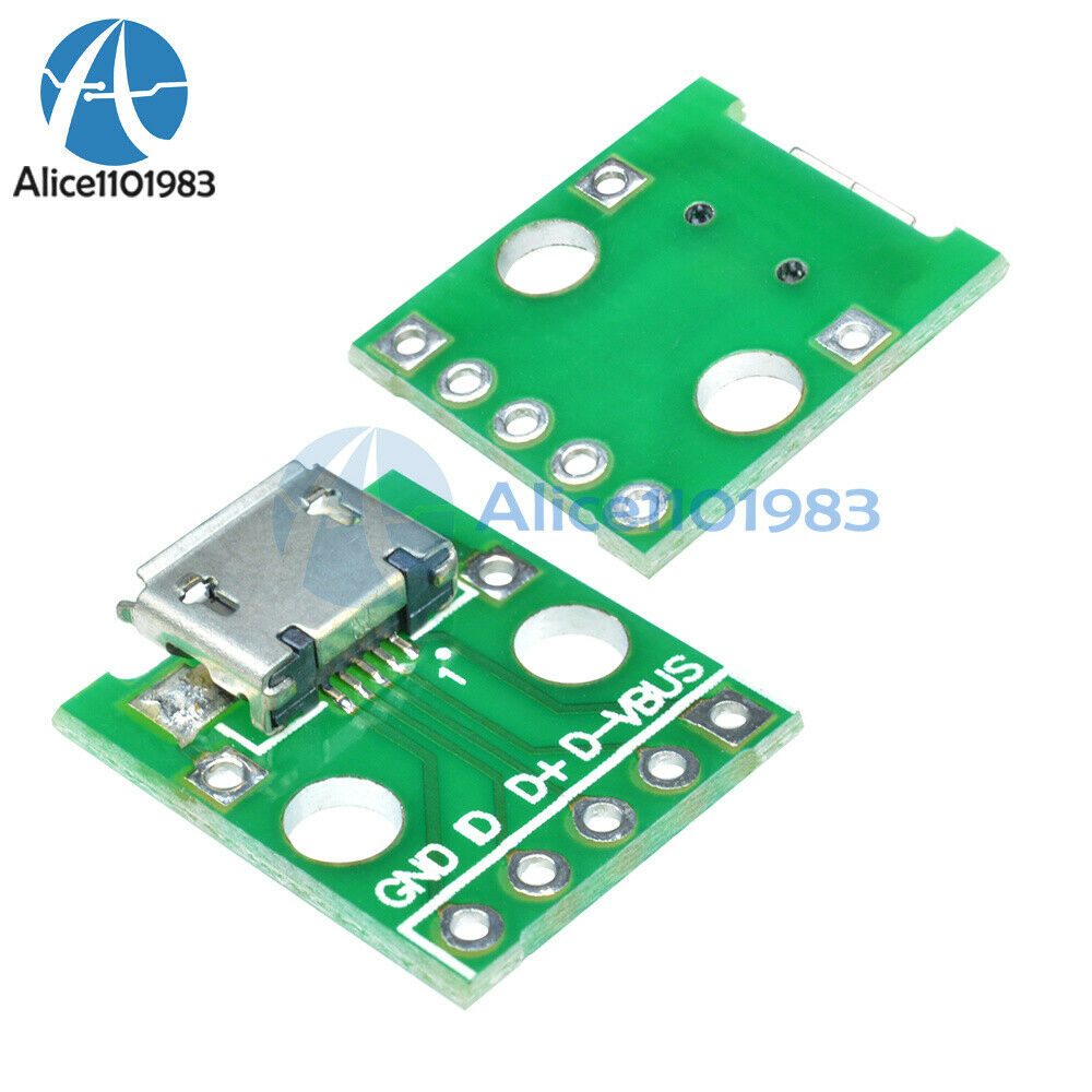 2PCS Female MICRO USB to DIP 5-Pin Pinboard 2.54mm micro USB type