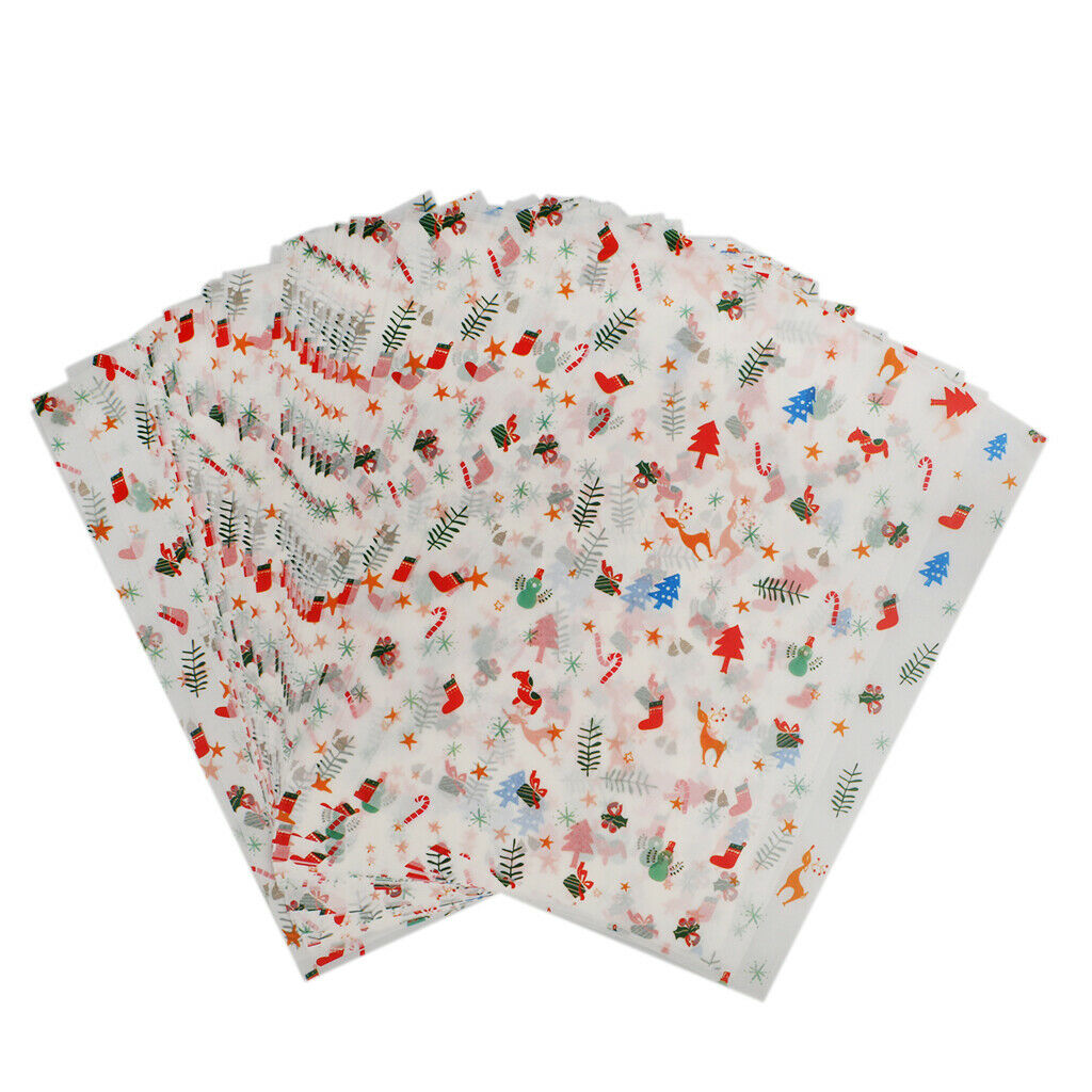 50pcs Christmas Waterproof Food Wrapping Paper Wax Paper Candy Cookie Paper
