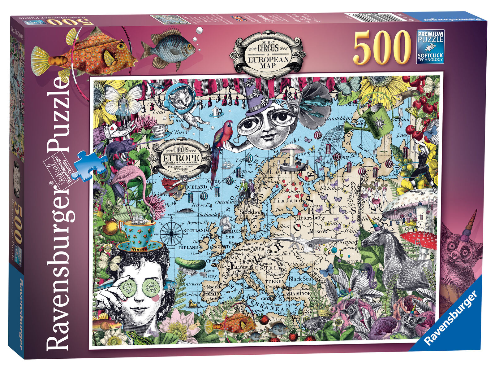 16760 Ravensburger European Map, Quirky Circus Jigsaw Puzzle 500pc Age 10 Years+
