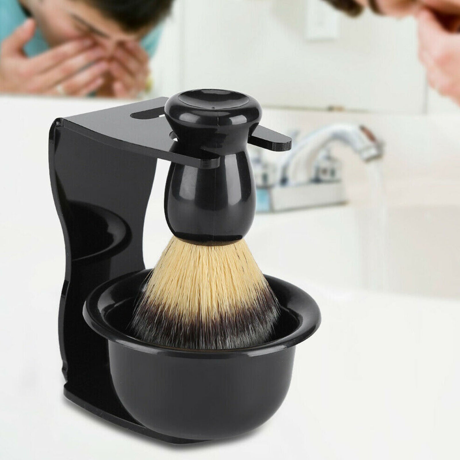 Shaving Set Badger Hair Brush Shaving And Razor Holder Stand +Bowl Cup