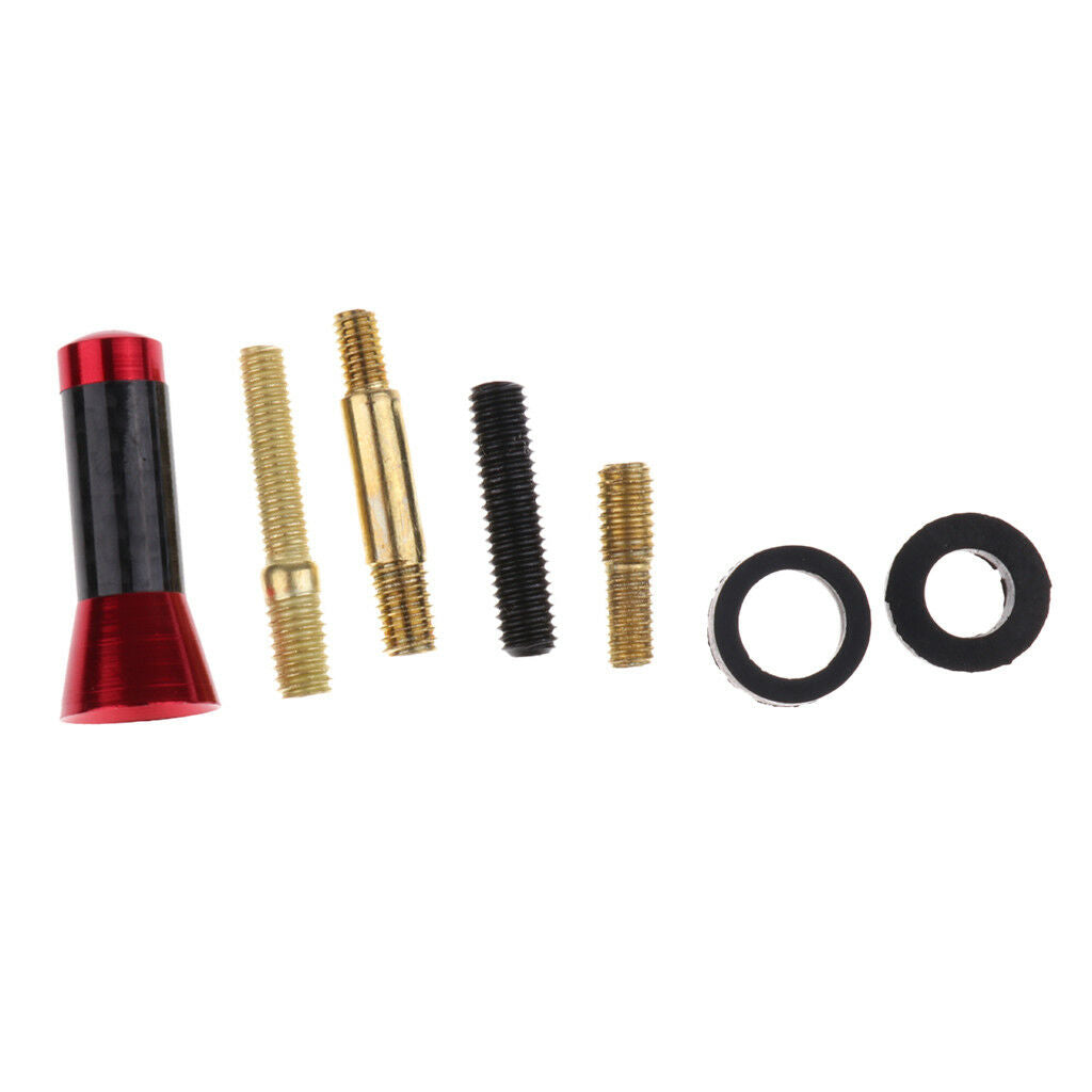 Red Aluminum Carbon Fiber Stubby Style Screw On Short Car Antenna 35mm