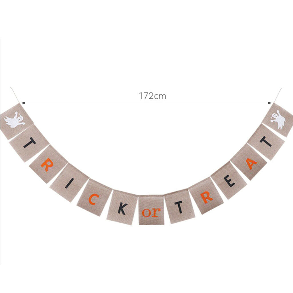 Trick or Treat Ghost Halloween Burlap Bunting Banner Garland Decoration