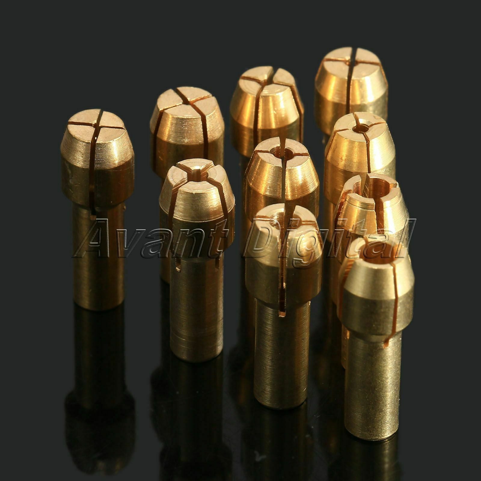 10 Sizes Brass Collet Adapter Nut Set for Power Rotary Tools Size 0.5-3.2mm