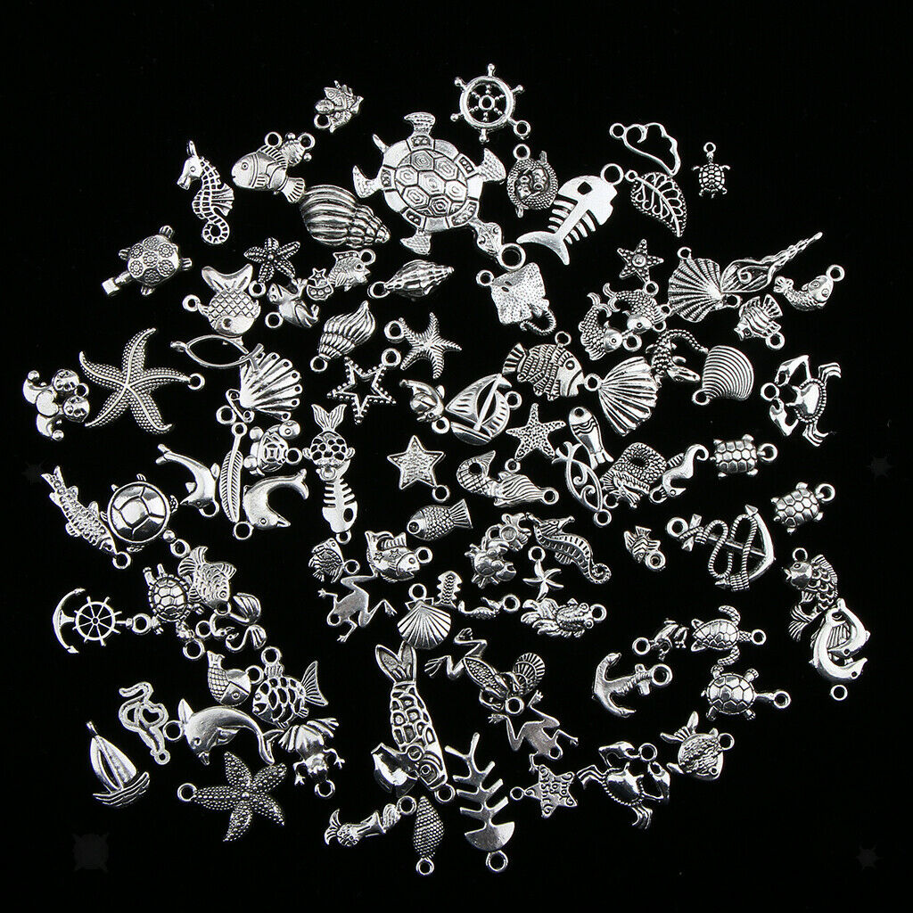 100 Pieces Mixed DIY Ocean Fish & Sea Creatures Charms Pendants Jewelry Making