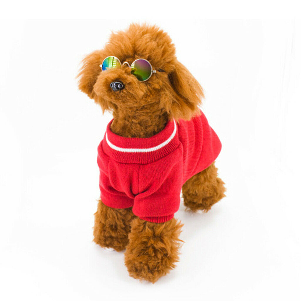 Pet Dog Knitted Sweater Winter Warm Puppy Clothes Dog Costume Red M
