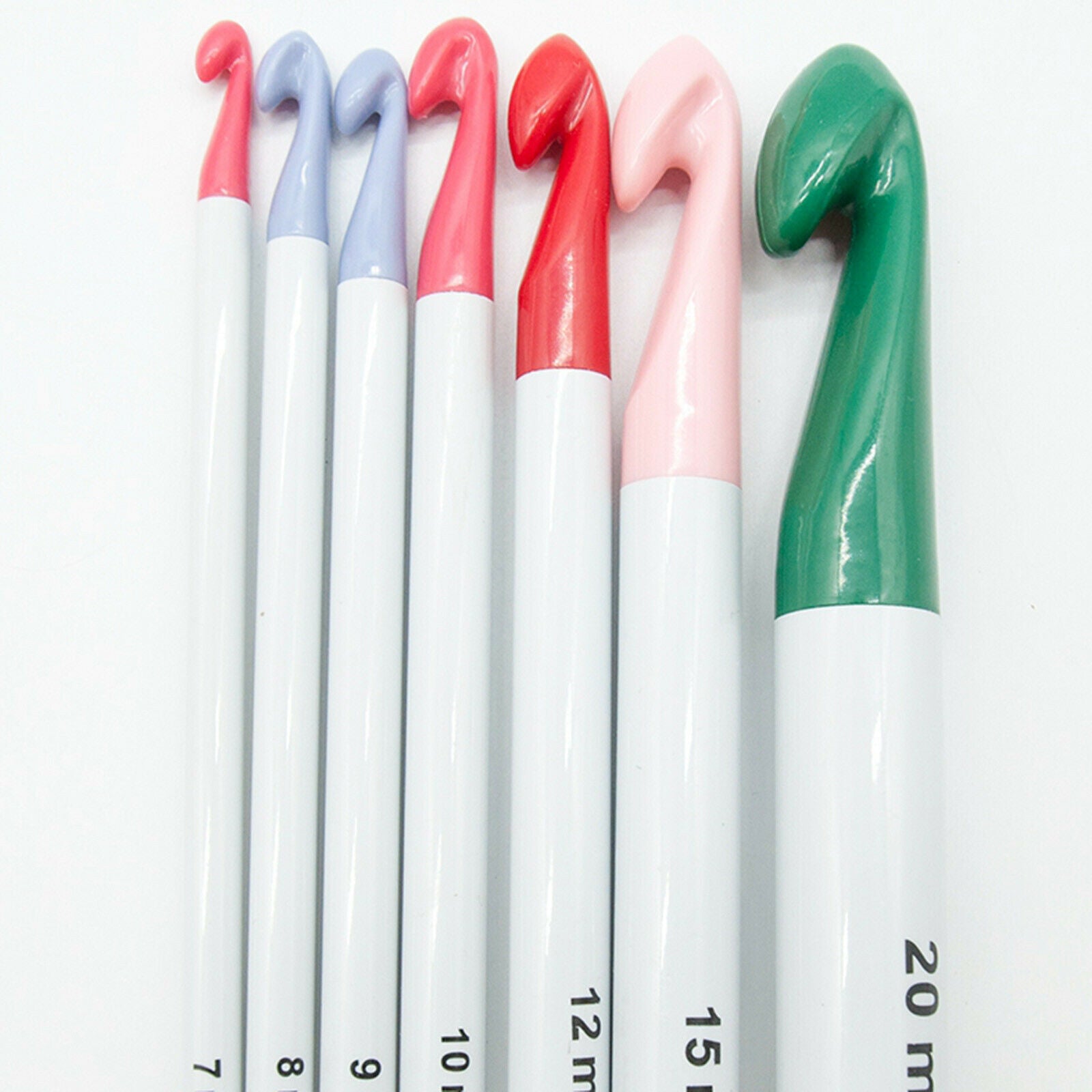 7 Pieces Colorful Crochet Hooks Set Knitting Needles Weave Craft 7mm-20mm