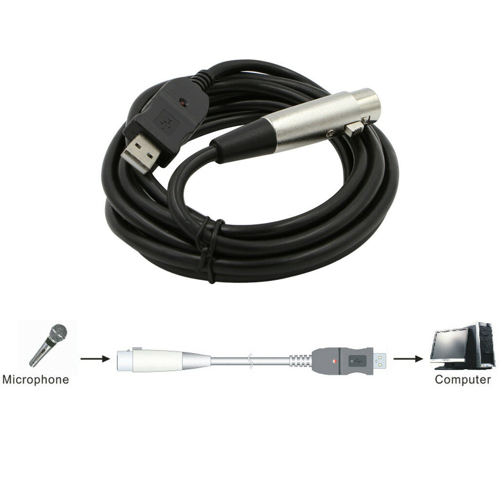 USB 2.0 Male MIC Link Adapter to 3 Pin XLR Female for Recording Karaoke