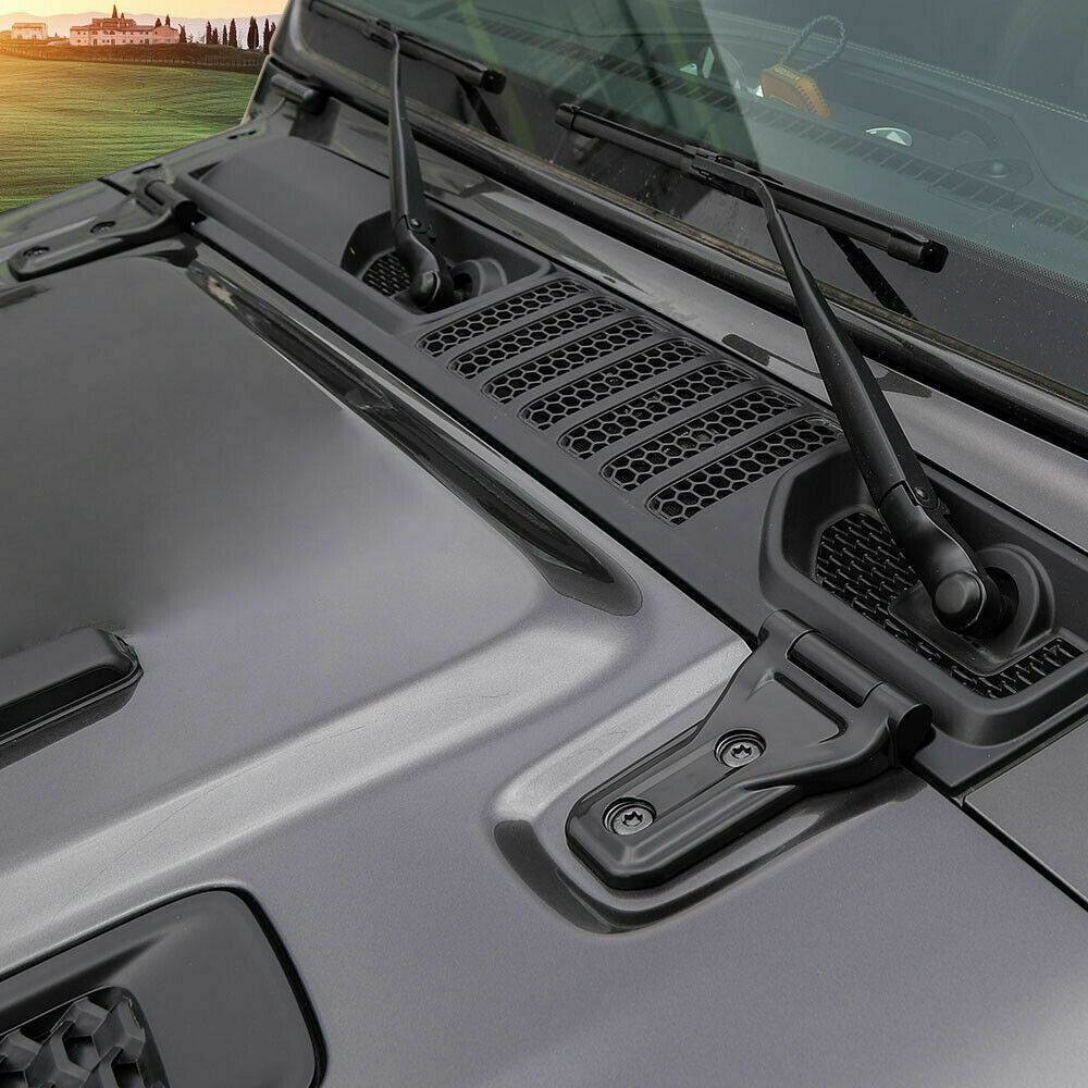 2Pcs Engine Hood Hinge Cover Trim Accessories Black For Jeep Wrangler JL 2018