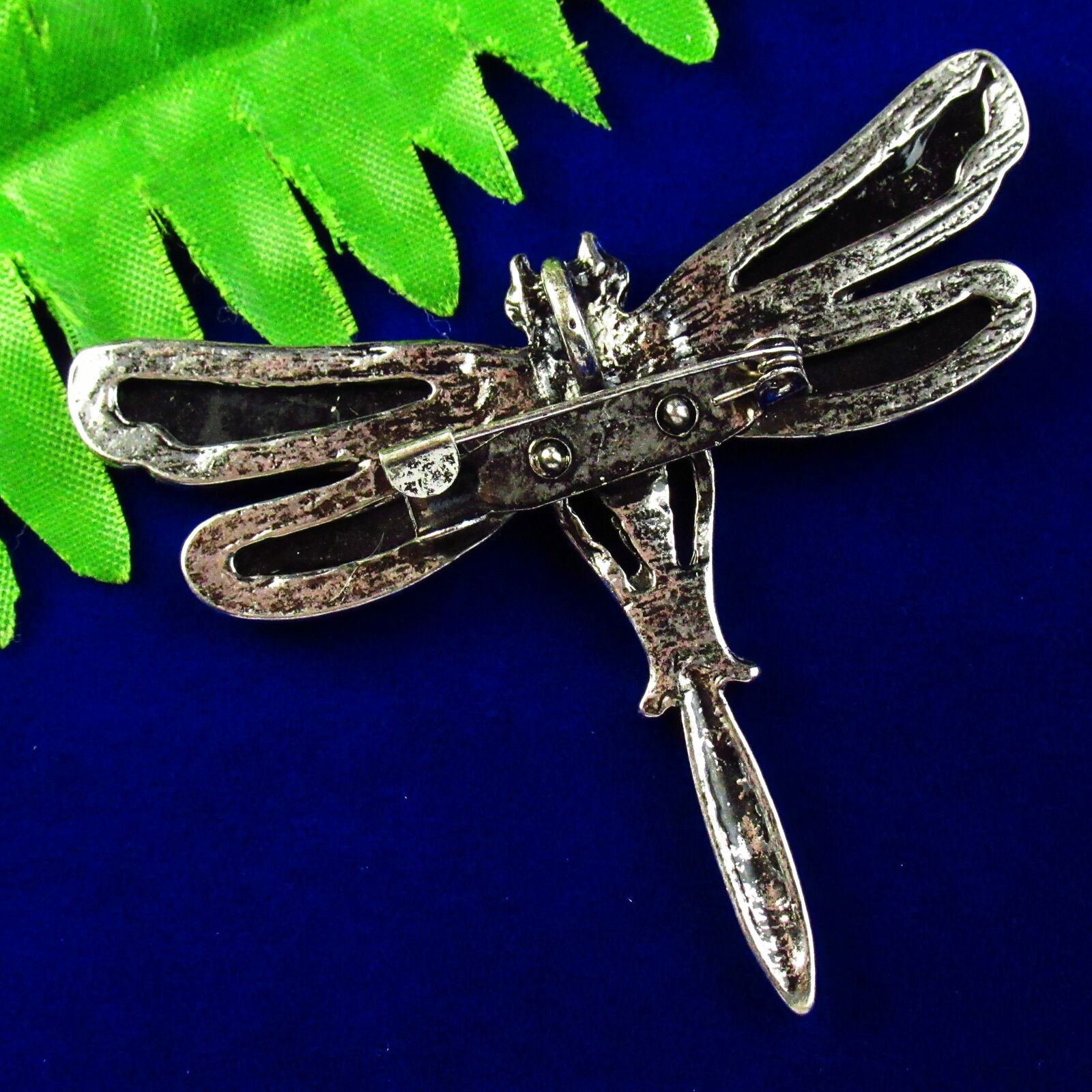 100% Natural Abalone Shell Carved Tibetan Sliver dragonfly Pendant Brooch ASH570