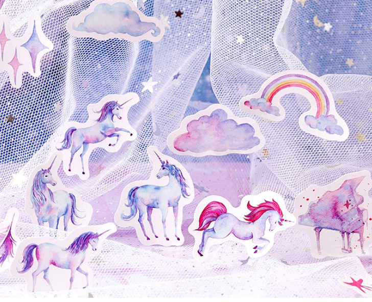 46Pcs/pack Cartoon Unicorn Scrapbooking Stickers Scrapbooking Embellishments