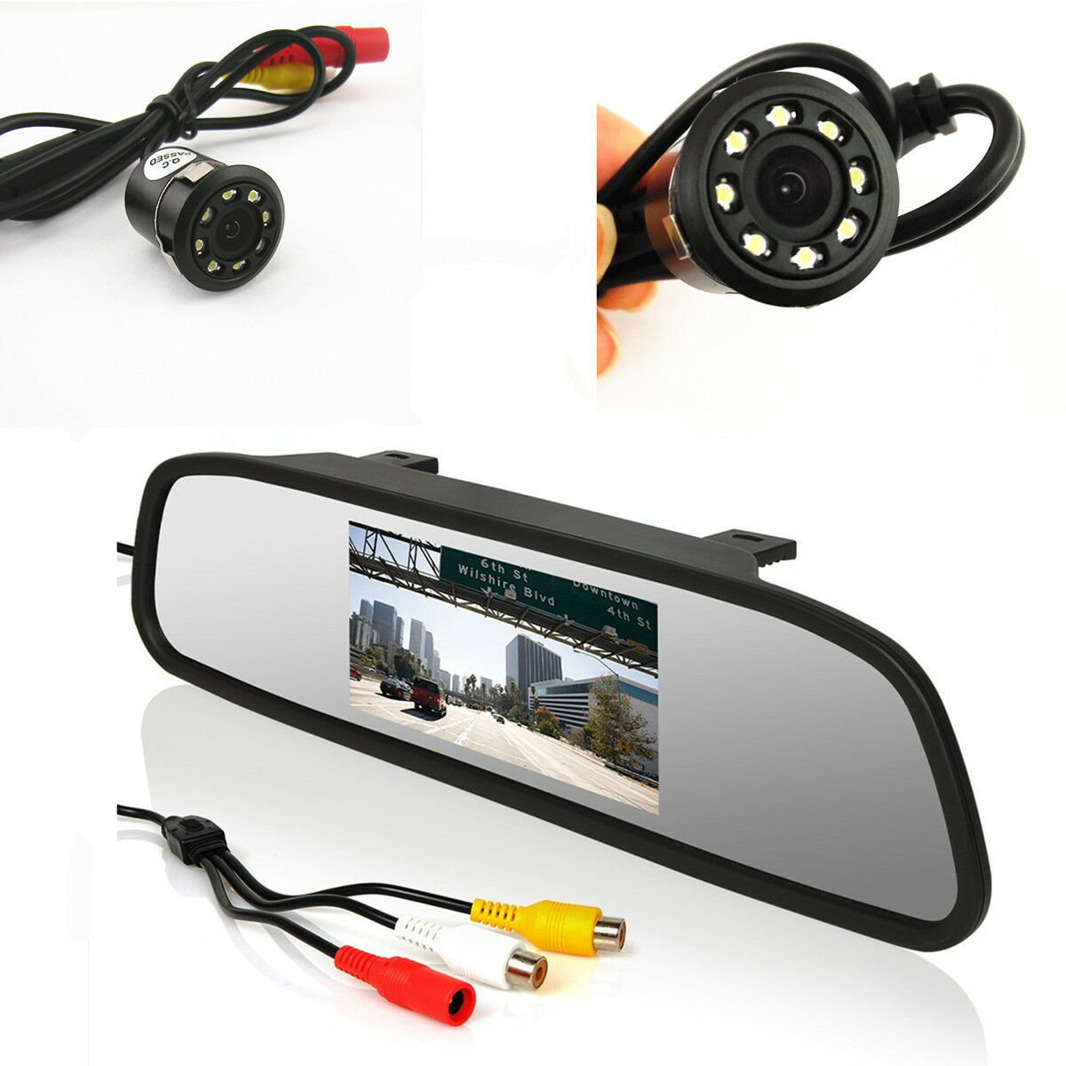 4.3"LCD Car Rear View Mirror Monitor &8LED Night   Reverse Backup HD Camera
