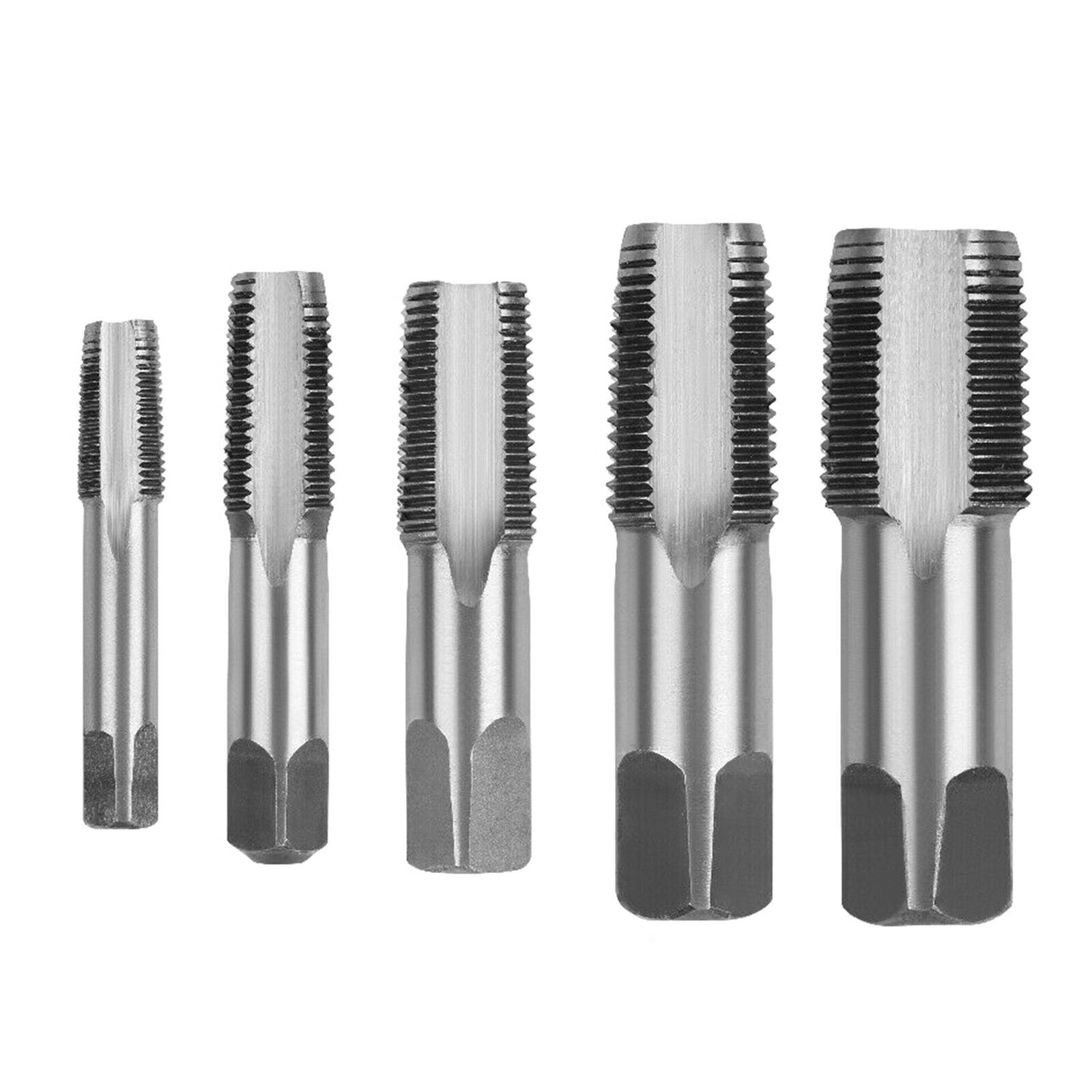 Set of 5 NPT Pipe Tap Set Carbon Steel Rethread Jam Pipe Threads 1/8" 1/2"