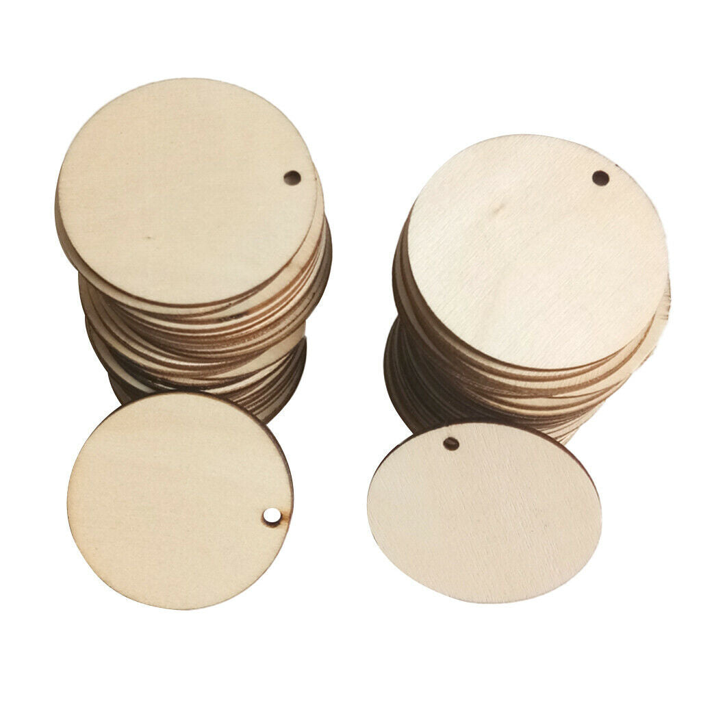 100pcs Round Wooden Pieces Unfinished Wood Shapes DIY Craft Wedding Party